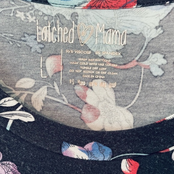 Latched Mama 3/4 Sleeve Swing Nursing Dress - Large / Navy Sketched Floral - Picture 3 of 6